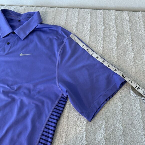 Nike Tiger Woods Polo Shirt Mens Large Purple Striped Golf TW Logo 585786-553 - Picture 11 of 15
